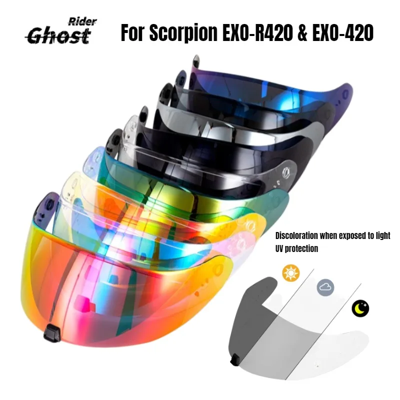 

Helmet Visor Lens Suitable for Scorpion EXO-R420 & EXO-420 Motorcycle Plating Uv Protection Color Changing Sun Visor