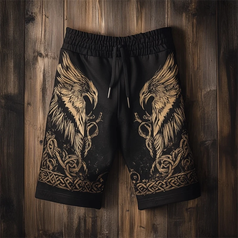 

Новые мужские повседневные брюки свободного покроя с 3D принтом викингов в стиле ретро, этнические шорты больших размеров с завязками