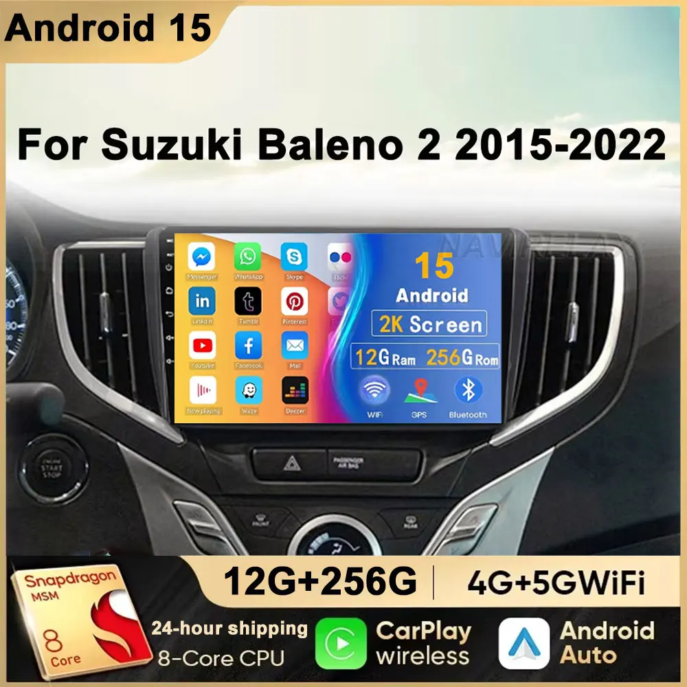 

Android 15 для Suzuki Baleno 2015-2022 GPS-экран с поддержкой Raer Camera Carplay OBD Автомобильный мультимедийный радиоплеер