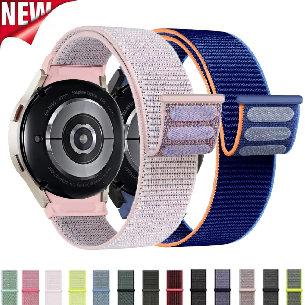 Band For Samsung Galaxy Watch 7/6/4/classic/5 pro 44mm 40mm wrist No Gaps Nylon sport loop correa bracelet Galaxy Watch 7 Strap