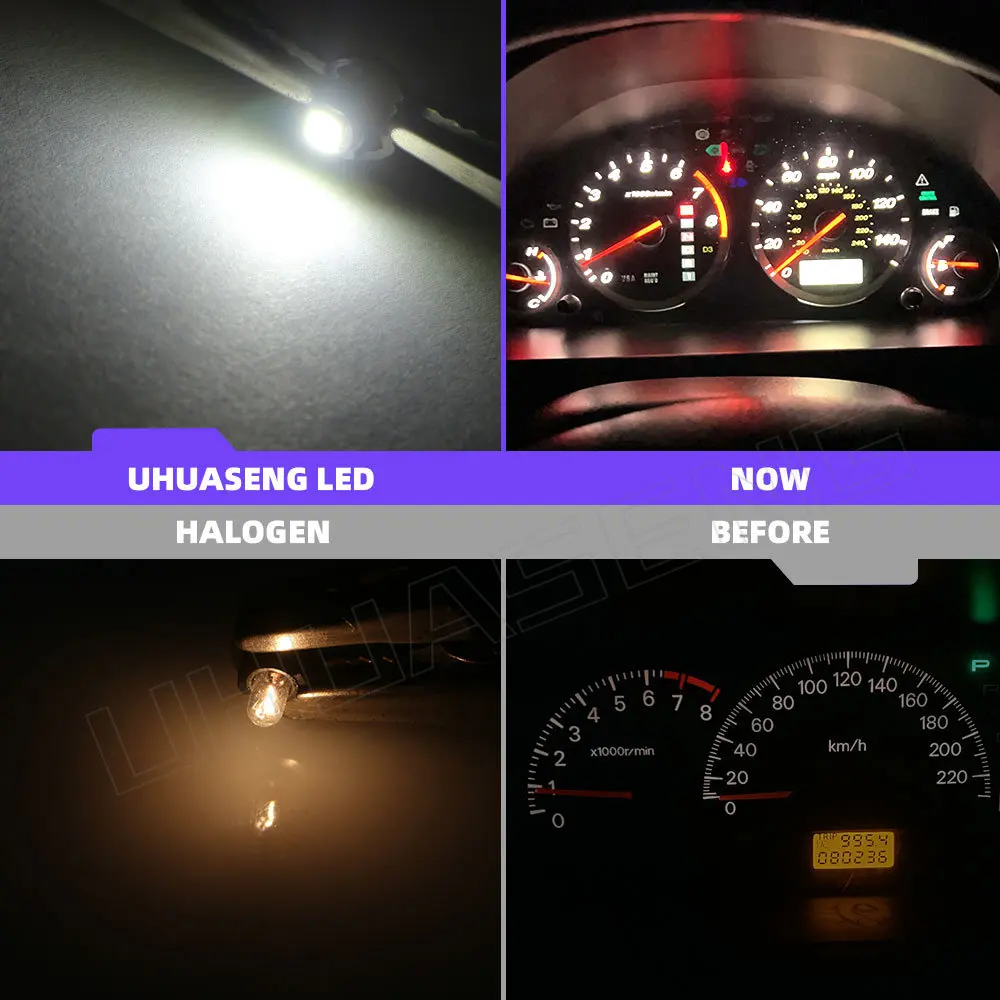 UHUASENG 8 adet T3 Led T4.2 ampul T4.7 enstrüman anahtarı radyo Dashboard Dash göstergesi Panel lambası araba uyarı ışığı beyaz mavi 12V