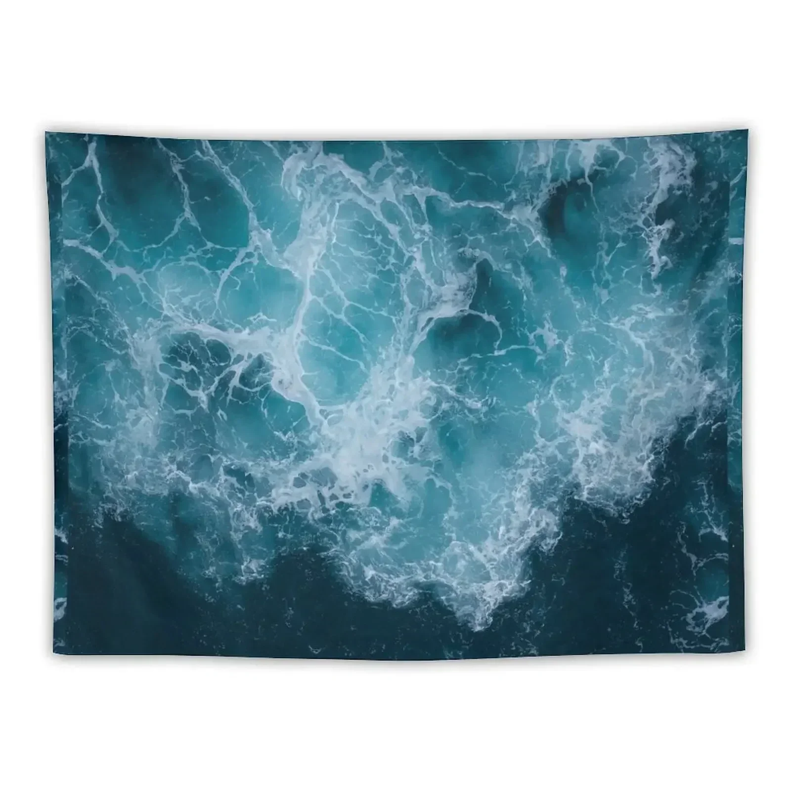 Crush - Turquoise Blue Ocean Sea Waves Tapestry Aesthetic Room Decors Luxury Living Room Decoration House Decoration Tapestry