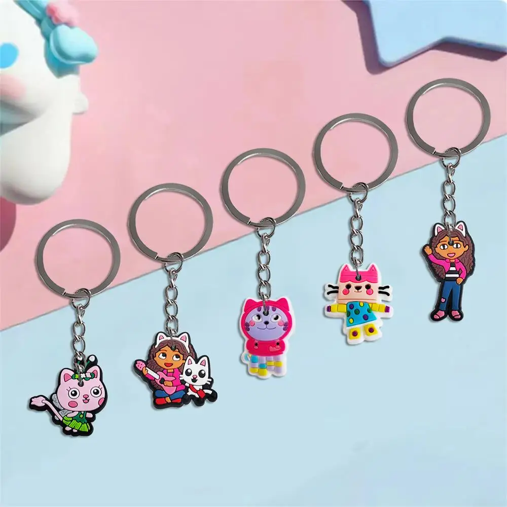 10pcs Gabby Dollhouse Cat Keychains Kids Birthday Party Supplies Gift Bag Filler Stuffer School Carnival Reward Party Decoration