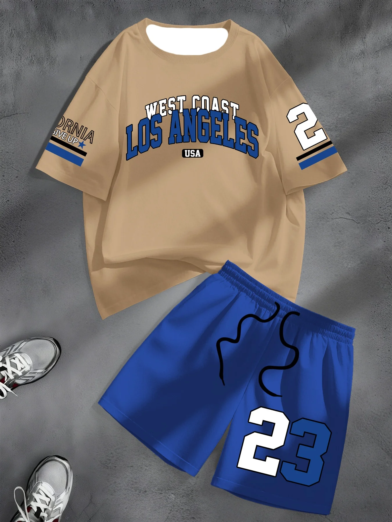 

25 Fashion Sports Short-sleeved Casual Shorts Two-piece Street Daily Harajuku Men's Suit Summer New Loose Digital Printing Suit