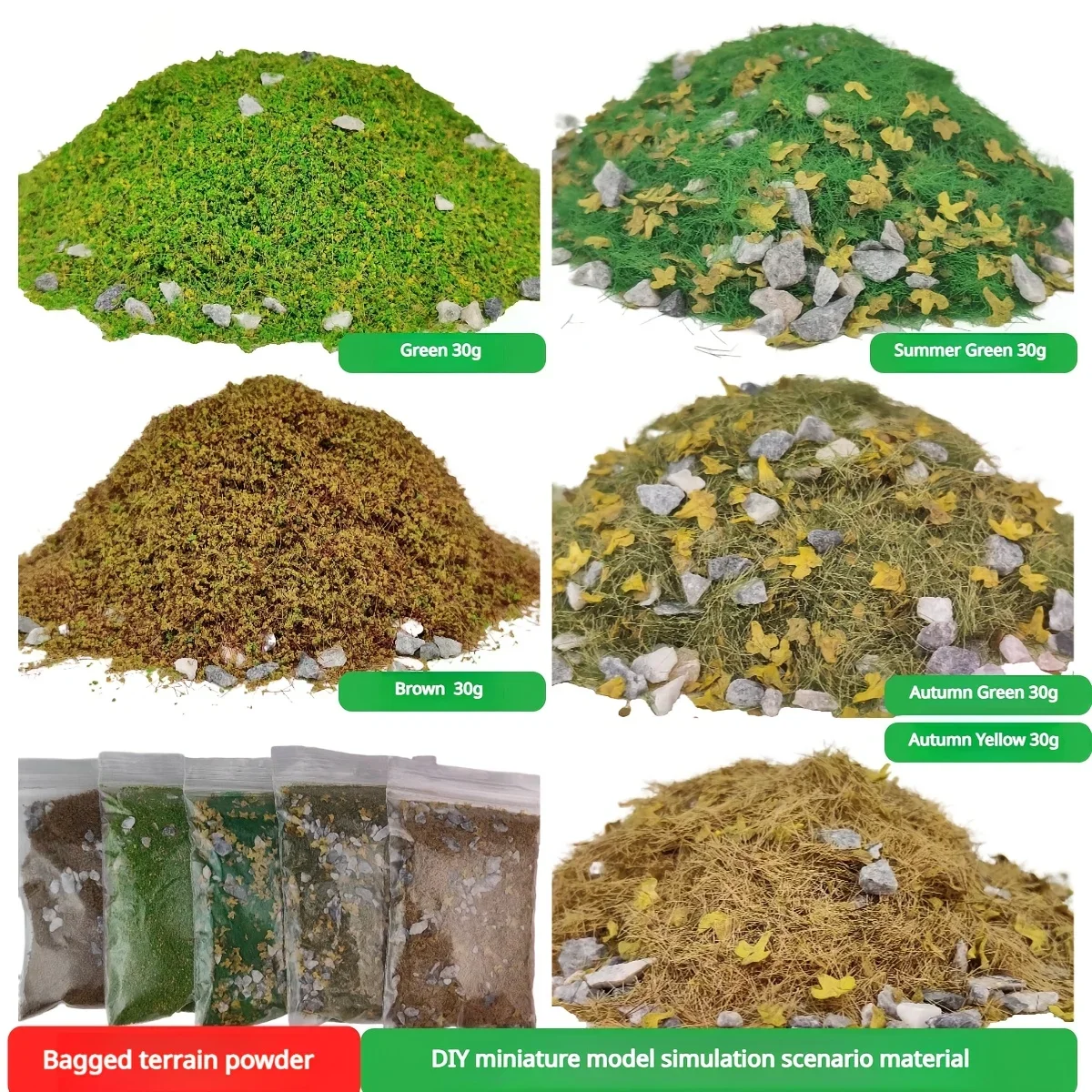 Terrain Kits Grass Tuft Stone&Foliage for Diy Model Making/Military Wargaming/Garden Decoration/Diorama 30G/BAG