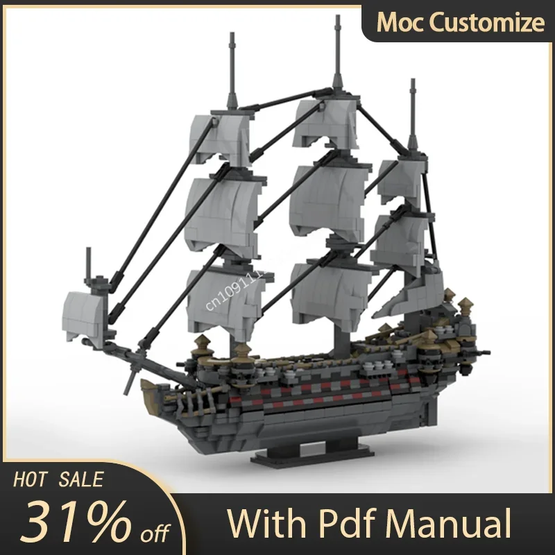 

1288 шт. Moc Pirate Series Royal Navy Ghost Ship Silent Mary, строительные блоки, креативная сборка, кирпичи, игрушки, детские образовательные подарки