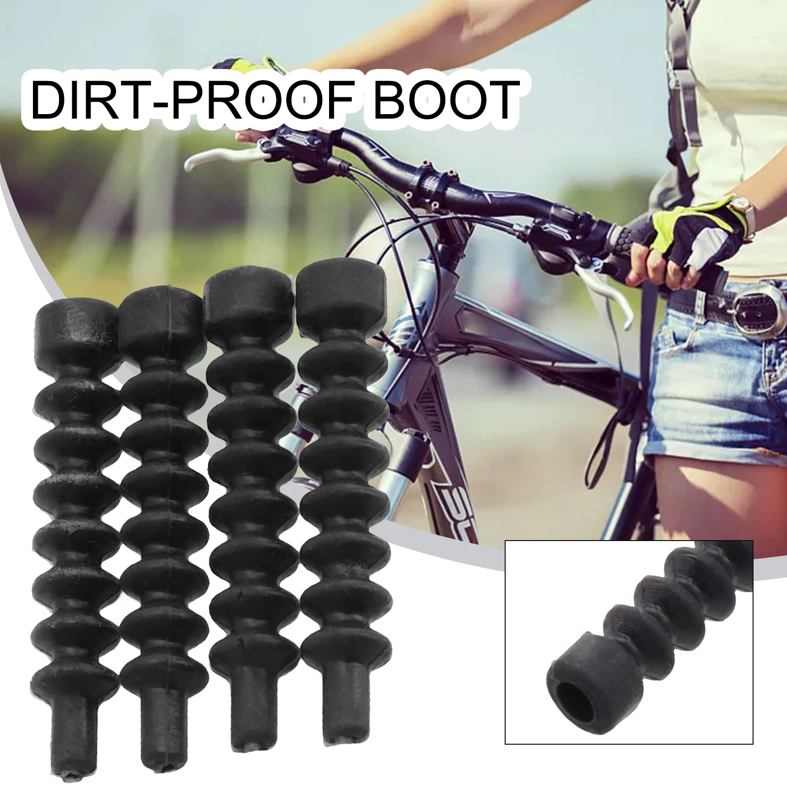 4 Pcs Disc Brake Dust Cover Rubber Gaiter Black Waterproof Black For Bicycle V-Brake Cable Dustproof Noodle Boot Dust Cover