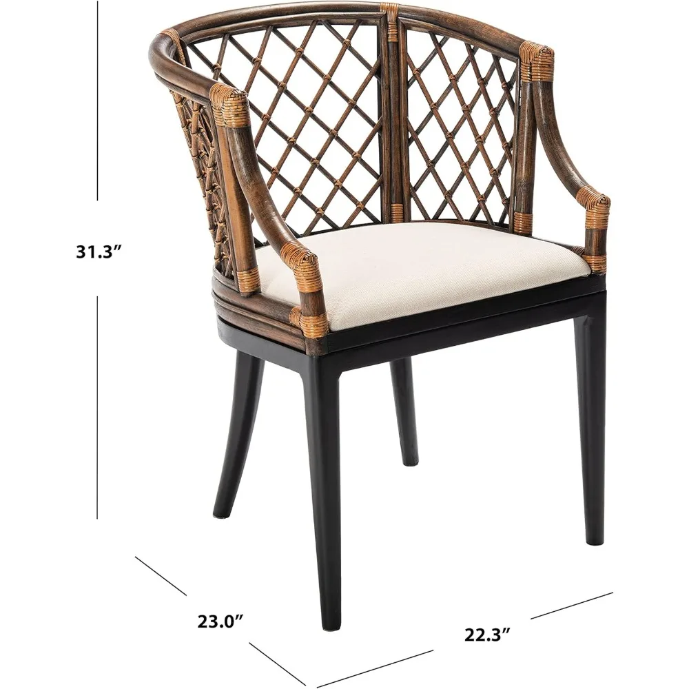 Kursi Santai SAFAVIEH Home Collection Carlotta Natural Wash/White untuk Ruang Tamu, Ruang Makan, Kamar Tidur, Kantor, dan Ruang Serbaguna