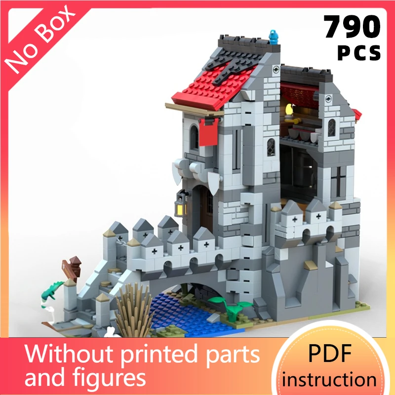 

Средневековый Wraith Watchtower, кирпичи, блоки сокровищ, мост, модульный замок, здание, Moc House, архитектура, уникальный дисплей, klockiChr