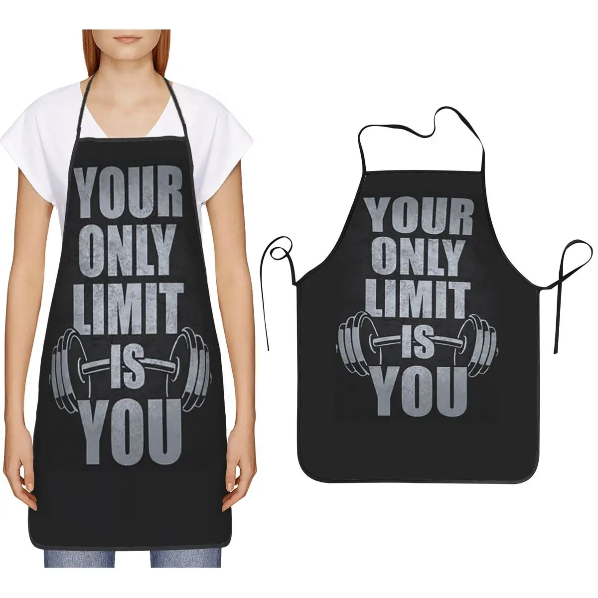 Gym Sport Bodybuilding Workout Motivational Quote Aprons Chef Cooking Baking Tablier Bib Kitchen Cleaning Pinafore for Women Men