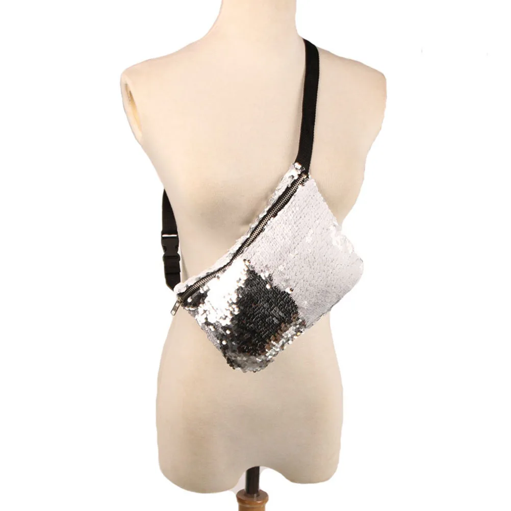 

Sequins Waist Bag for Women Durable Adjustable Length Strong Zipper Fanny Pack Fashion Storage Waist Bags for Women