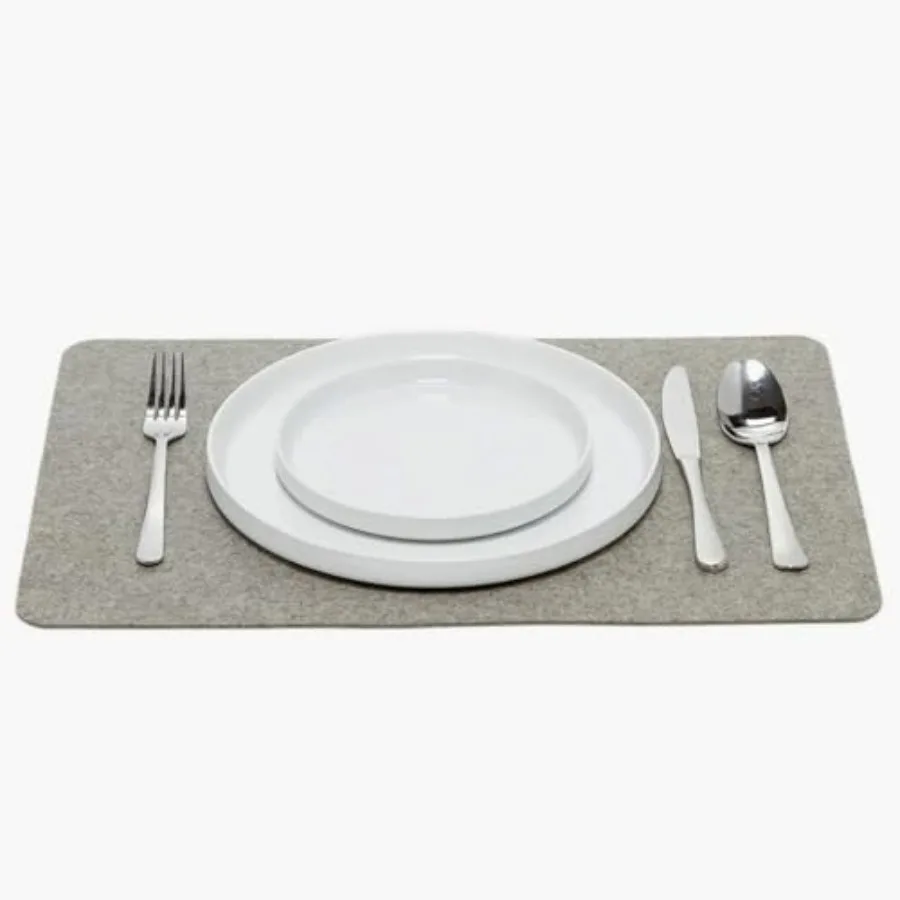 

Merino Wool Rectangle Placemat - Granite 12 H x 18 W - 3mm Merino Wool Felt Table Mat - Moisture Wicking Odor Stain Heat Dirt R