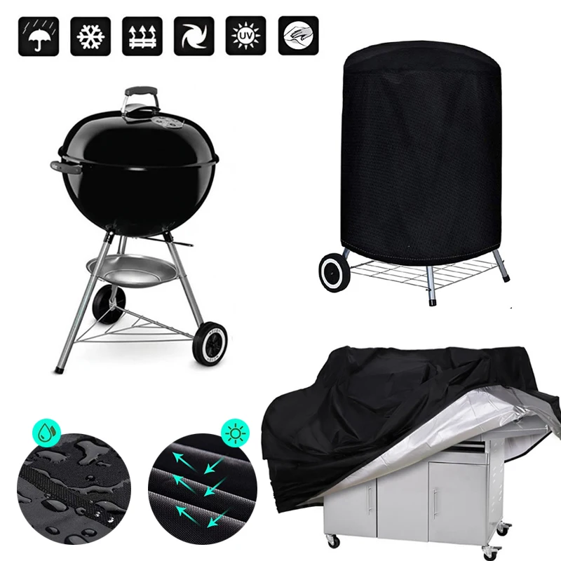 210D Waterproof BBQ Grill Cover, Heavy-Duty Outdoor Barbecue Protective Cover, Dustproof Anti-UV Cover for Garden Patio Barbecue