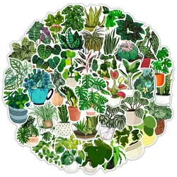 50PCS Cartoon Green Plant Sticker Graffiti iPad Luggage Helmet  Guitar Mobile Phone DIY Scrapbook Toy Decoration