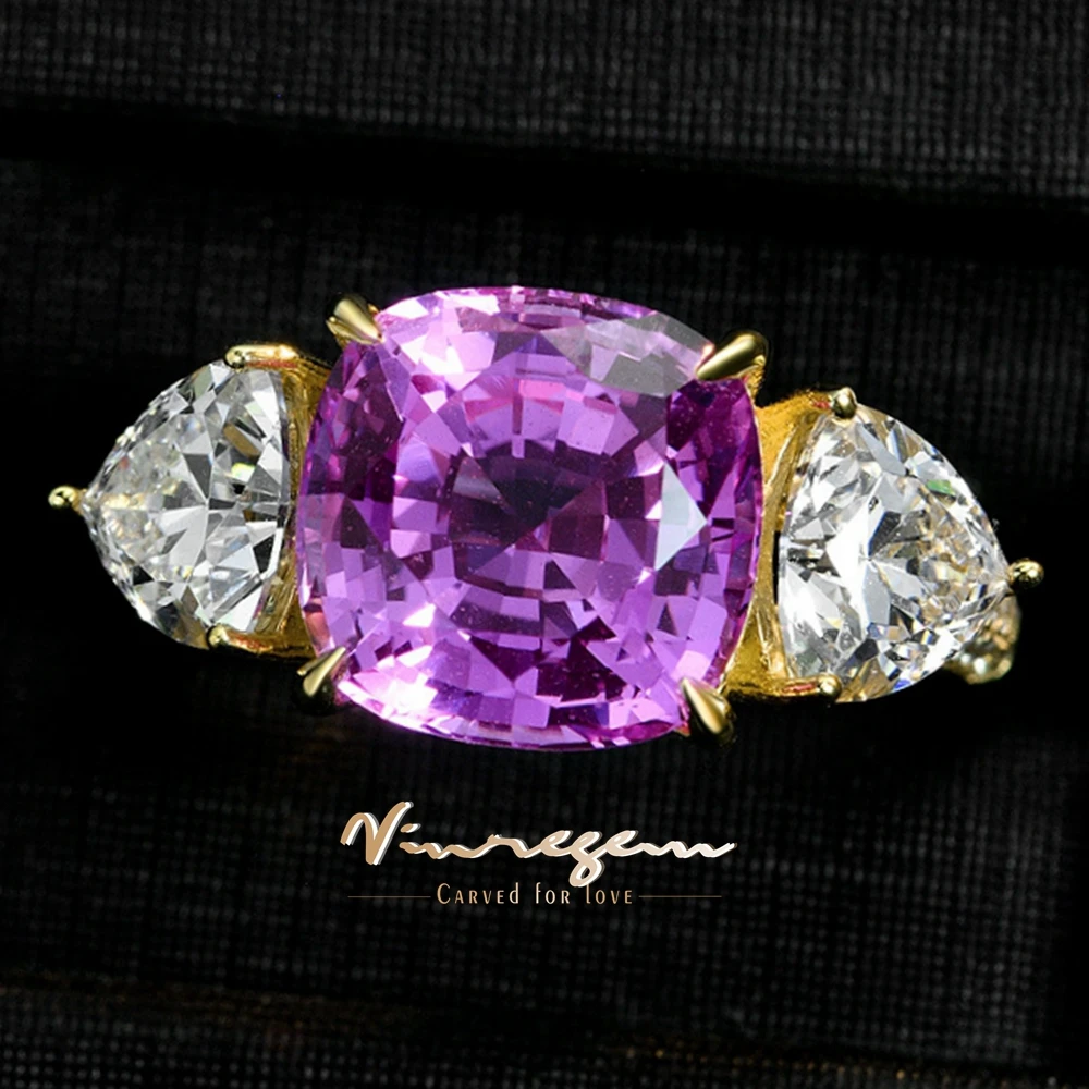 

Vinregem Pass Test 6.28 CT Sapphire High Carbon Diamonds Gemstone 925 Sterling Silver Cocktail Party Ring for Women Fine Jewelry