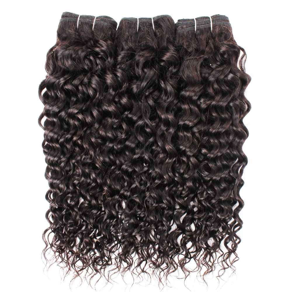 Gemlong 3 Bundles With 4*4 Lace Closure Water Wave Remy Indian Human Hair Extension 4x4 Lace Tangle Free Bouncy Weaving