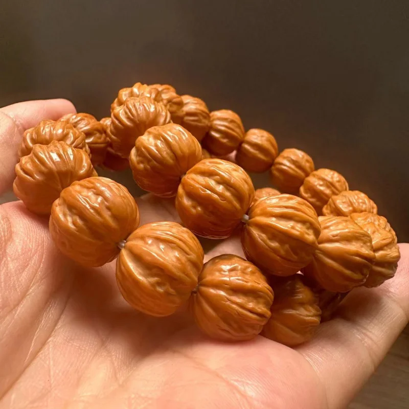 18mmLarge Monkey Head Bracelet Men's Wholesale Jingbaleng Small Walnut Carved Plate Finished Buddha Beads Amusement Article Brac