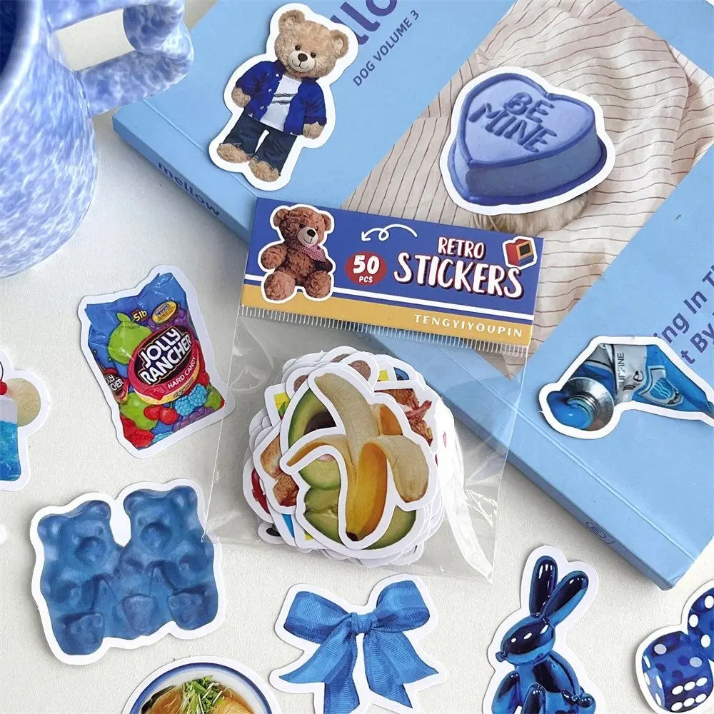 50ชิ้นกระเป๋าสติกเกอร์ย้อนยุคแบบอเมริกันมีกาวในตัว DIY สติกเกอร์เต็นท์มือสติกเกอร์ถ้วยสร้างสรรค์ INS สติกเกอร์เคสโทรศัพท์สติกเกอร์