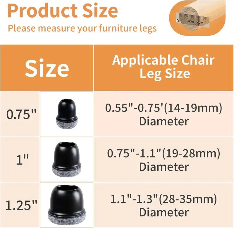 Chair Leg Floor Protectors Felt Foot Cover  Silicone Diagonal with Thick Wrap Felt Pads Furniture Table Feet  Protect Floors - Image 2