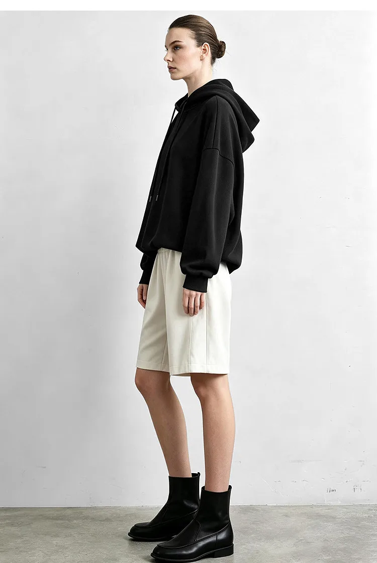 Amii Hooded Pullover Sweatshirt Drawstring Drop Shoulder Loose Fit Slimming Casual 2026 Winter Women's Clothes 12624037