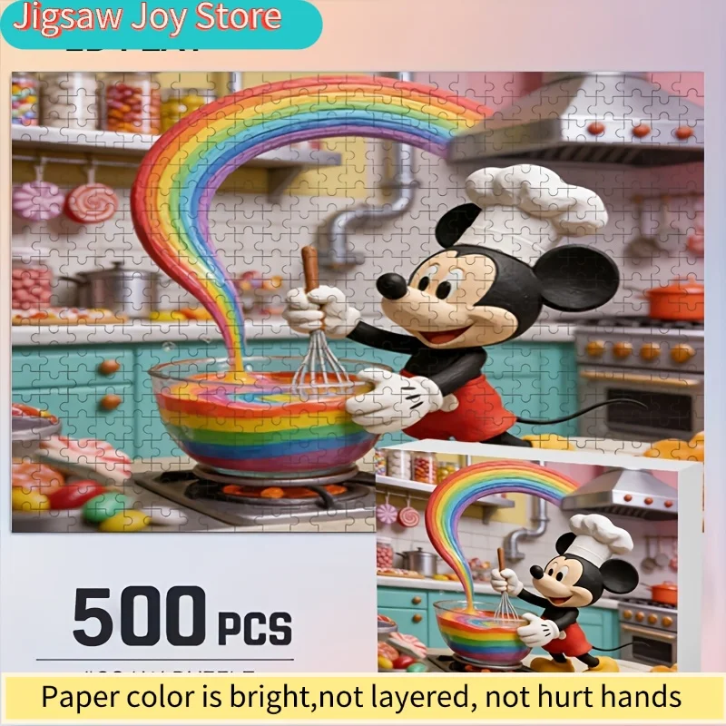 

500pcs Disney Stitch and Mickey Home Decor Print | 2D Flat Jigsaw Puzzle, Ideal for Adult Brain Teasers, Suitable for Family G