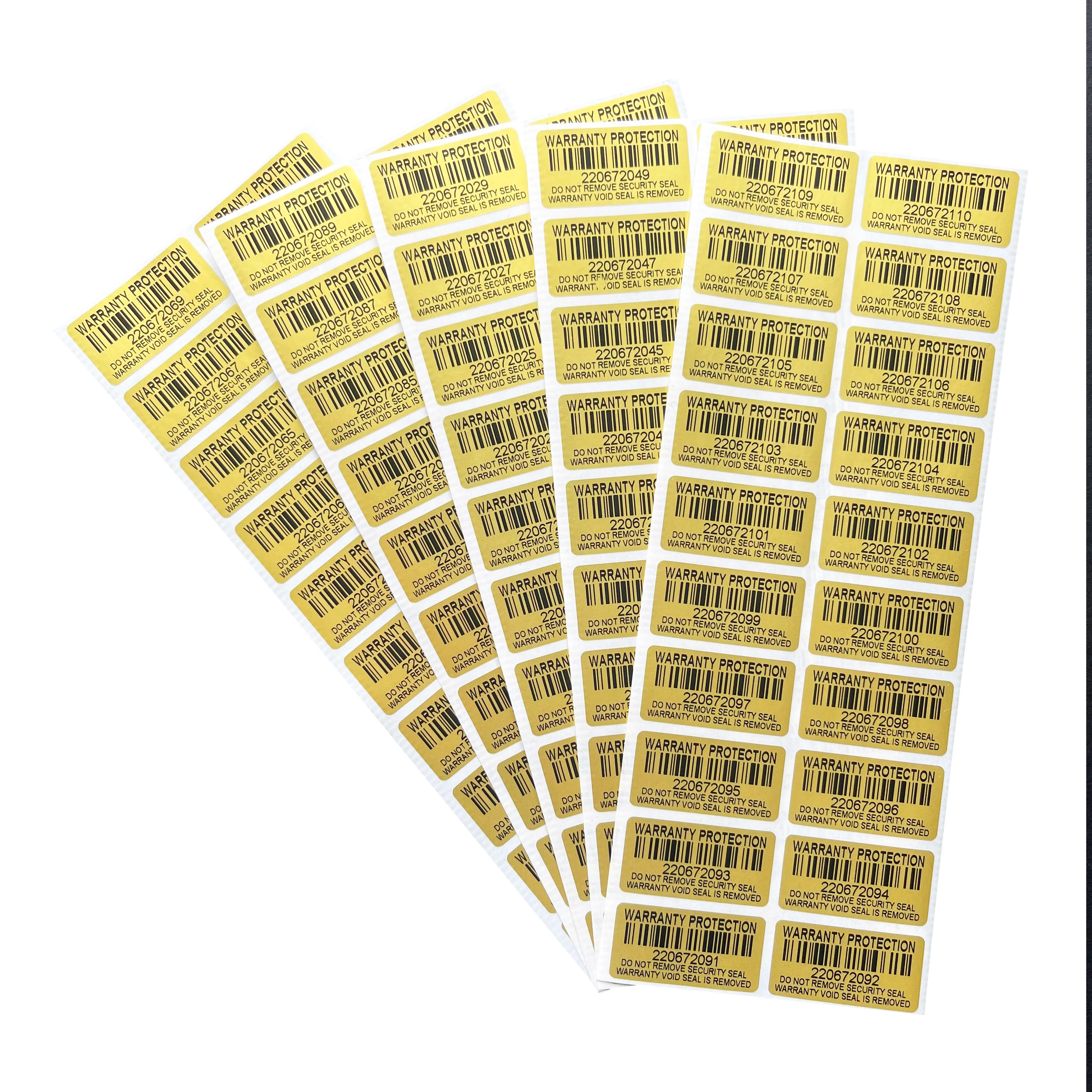 100pcs Protection Warranty Gold sticker 30X15mm Security seal tamper-proof tear invalid label serial number barcode sticker