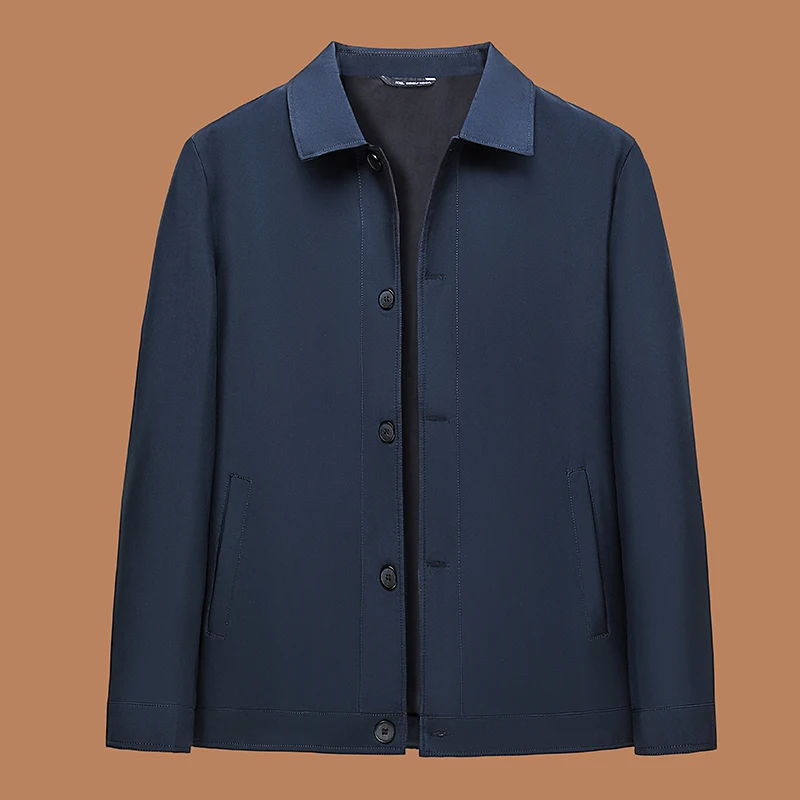 

Man Lightweight Dad Jacket Outerwear Mens Daily Jacket Casual Solid Stand Collar Work Business Wear-resistant Autumn Jacket