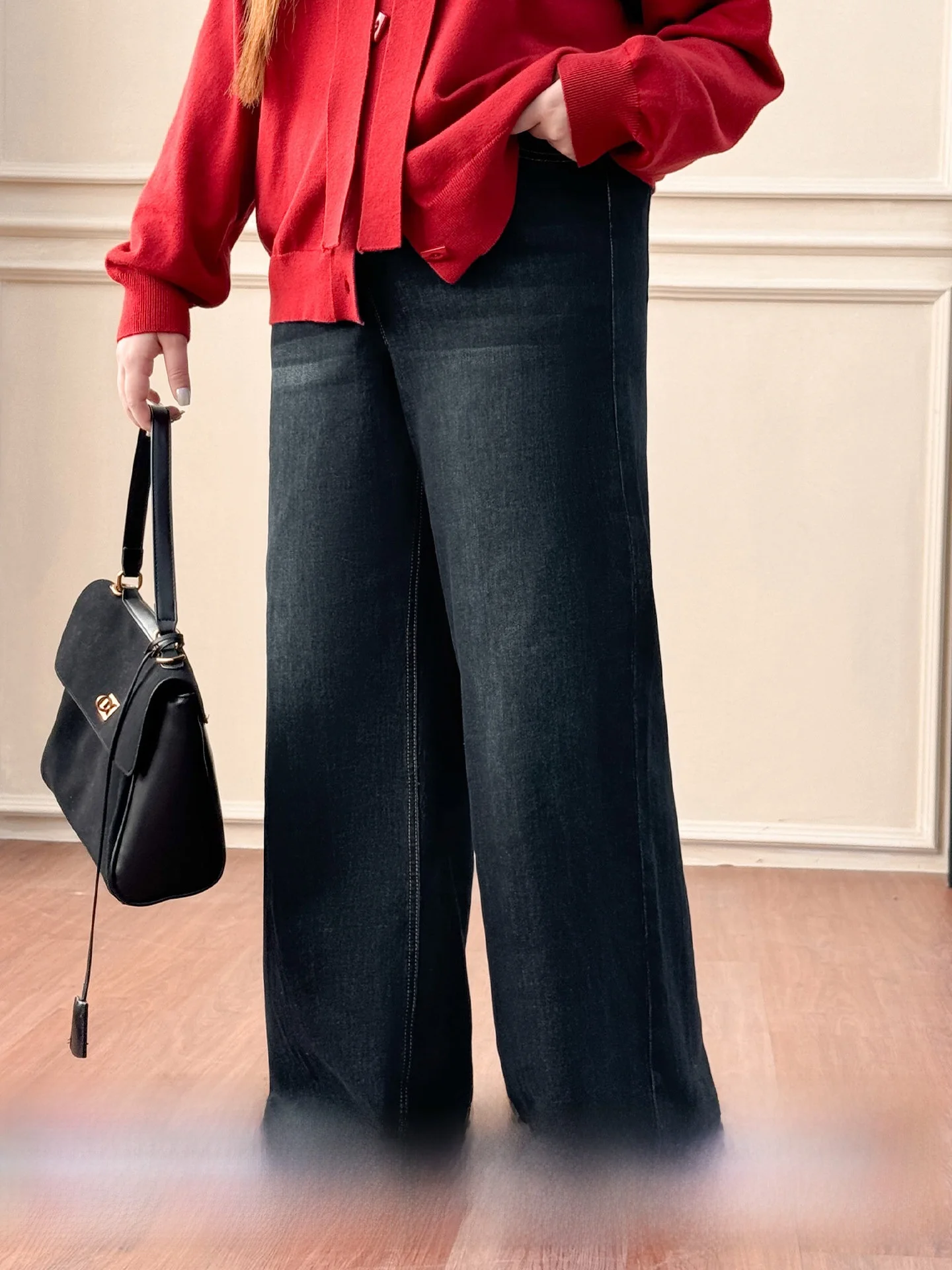 

High Waist plus Size Denim Jeans a Wide Leg Pants Conceal Meat Loose Fit Spring Summer Women's Casual Faion Pants