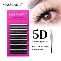 Nuevo estilo 5D Flora extensión de pestañas longitud mixta C D Curl flor pestañas prefabricadas aspecto húmedo abanico cerrado picos pestañas de MASSCAKU