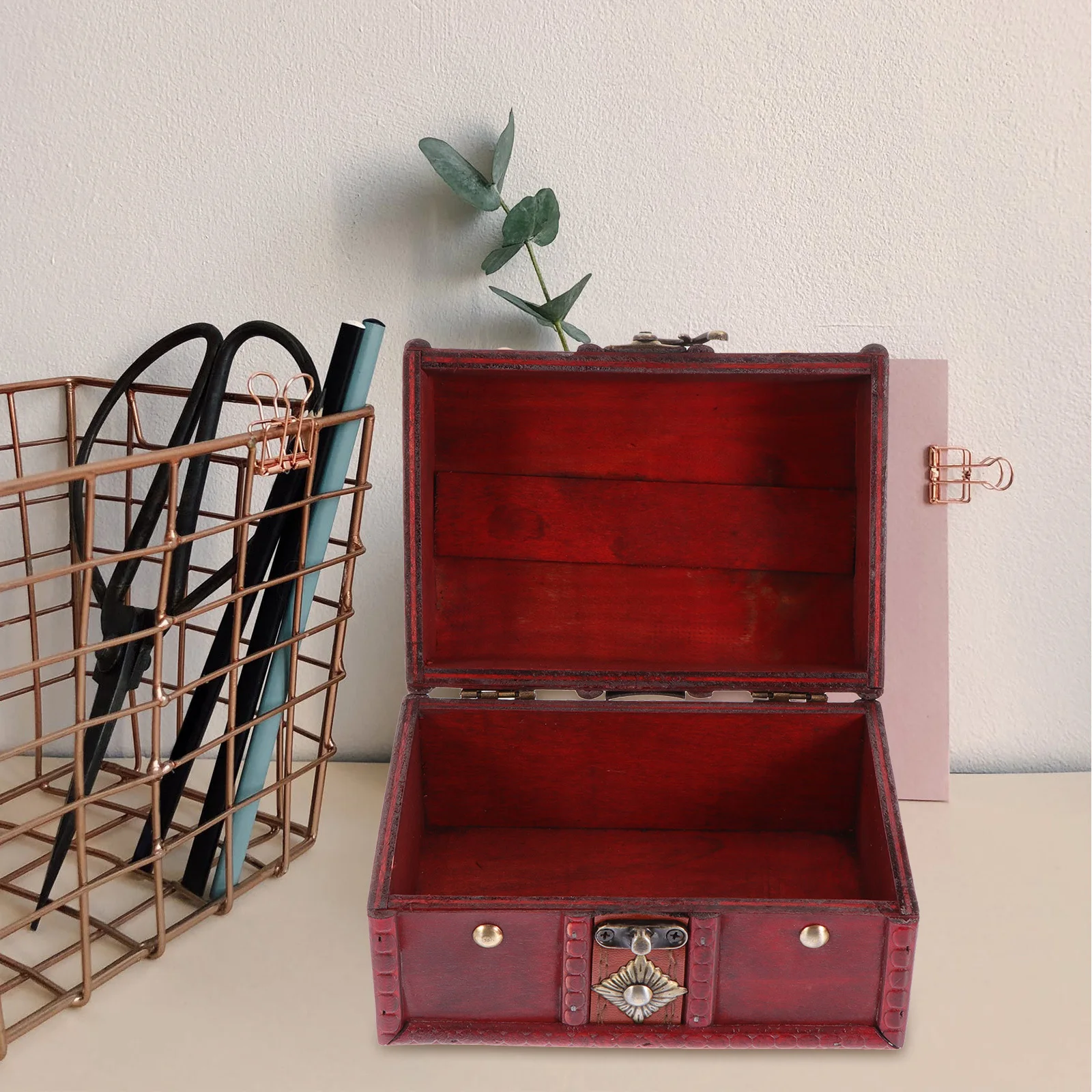 

1pcs Wooden Storage Box Vintage Style Large Capacity Smooth Rustproof For Jewelry Coins Photos Crafts Home Decor Organizer