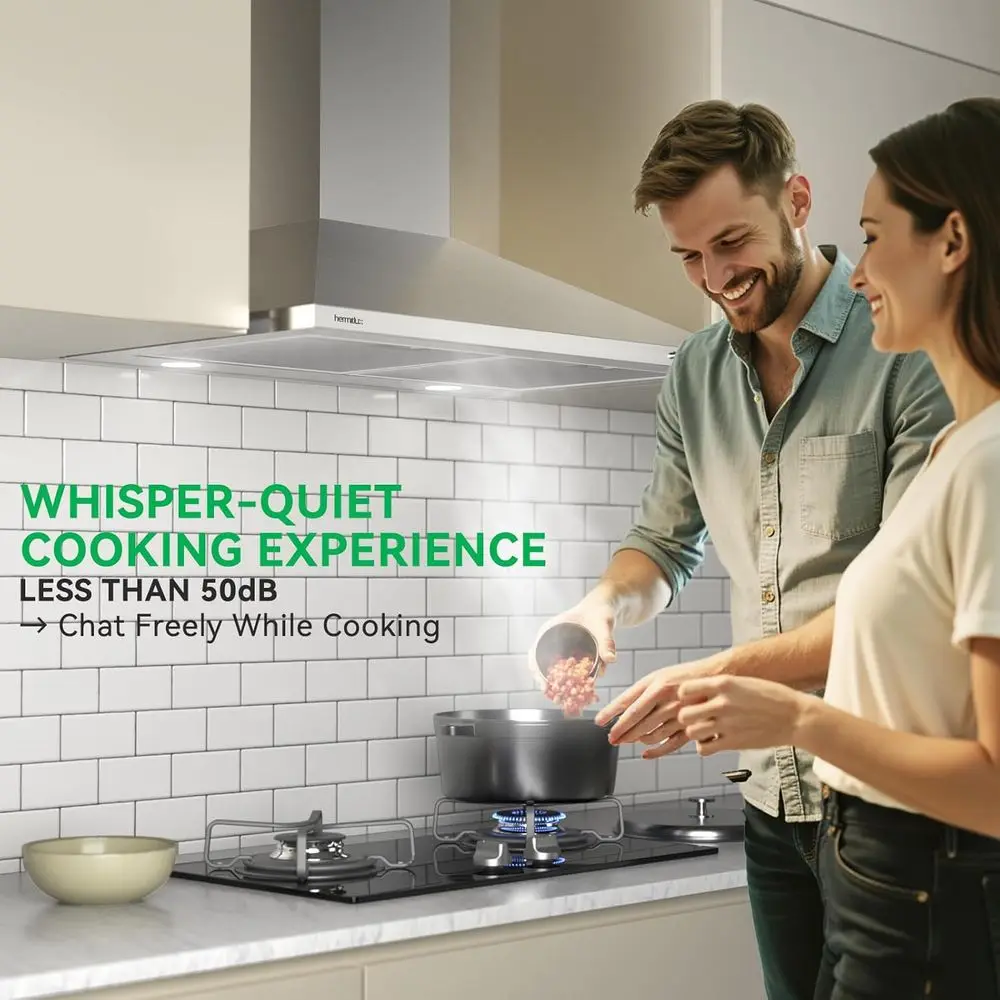 Okap kuchenny ze stali nierdzewnej, montowany na ścianie, 76 cm (30 cali), z filtrem węglowym, konwertowalny na okap kominowy/bez kanału, 3-stopniowy wentylator wyciągowy.