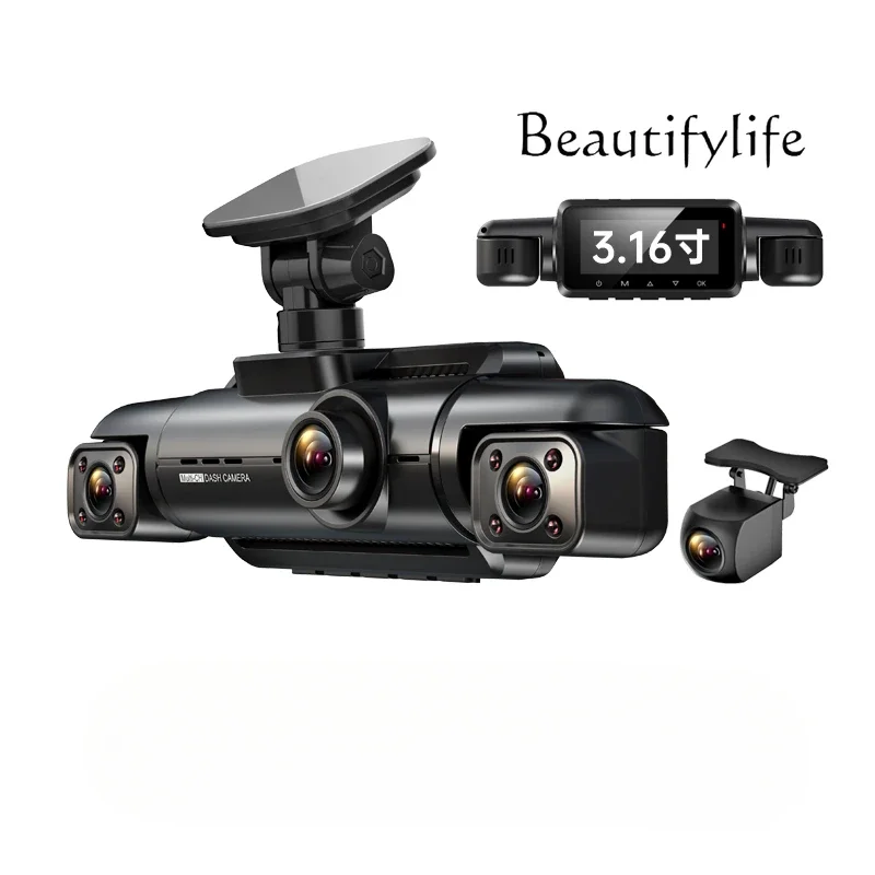 New four-lens 360-degree panoramic driving recorder, parking monitoring, 24-hour anti-paddle car