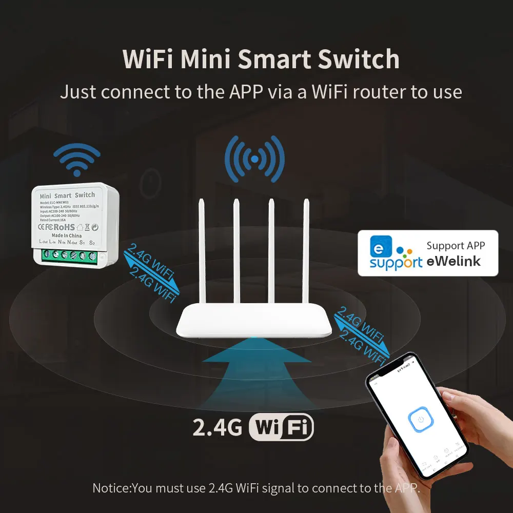 eWelink 16A Wifi Switch Smart 2-Way DIY Switches Circuit Breaker Timer Support Alexa Маруся Google Home Alice SmartThings