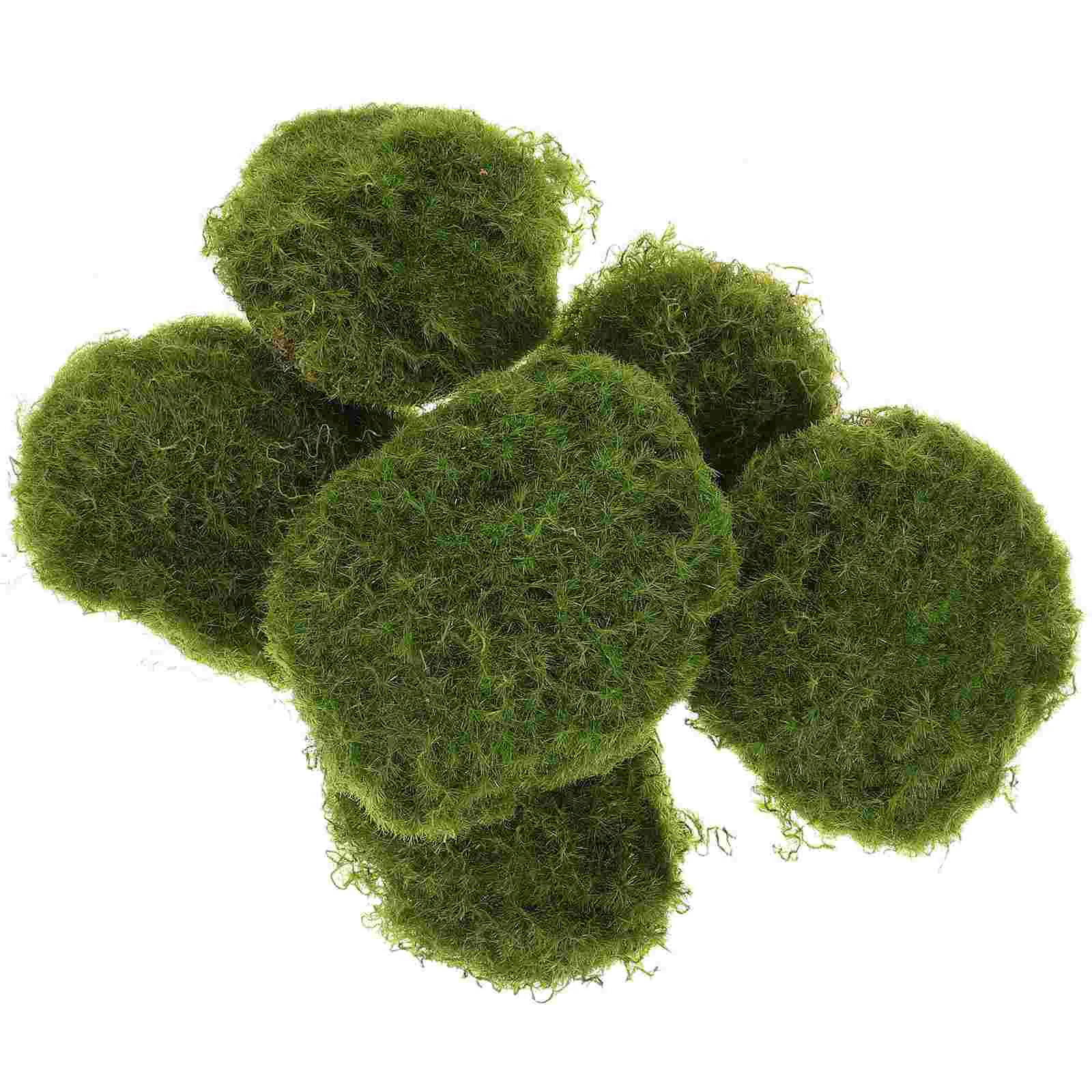 

6 Pcs Moss Ball Plant Decor Garden Layout Prop Bonsai Stone Imitated DIY Artificial Faux Mossy Lawn Office