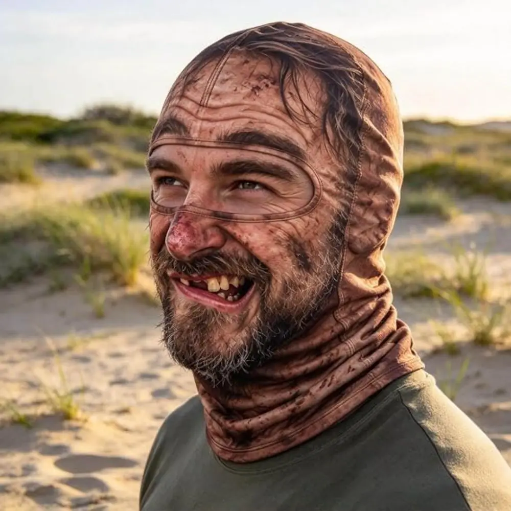 3D Face Printed Old Man Balaclava Face Mask White Mustache Full Coverage Winter Mask Cover Breathable Eye Hole Stretch