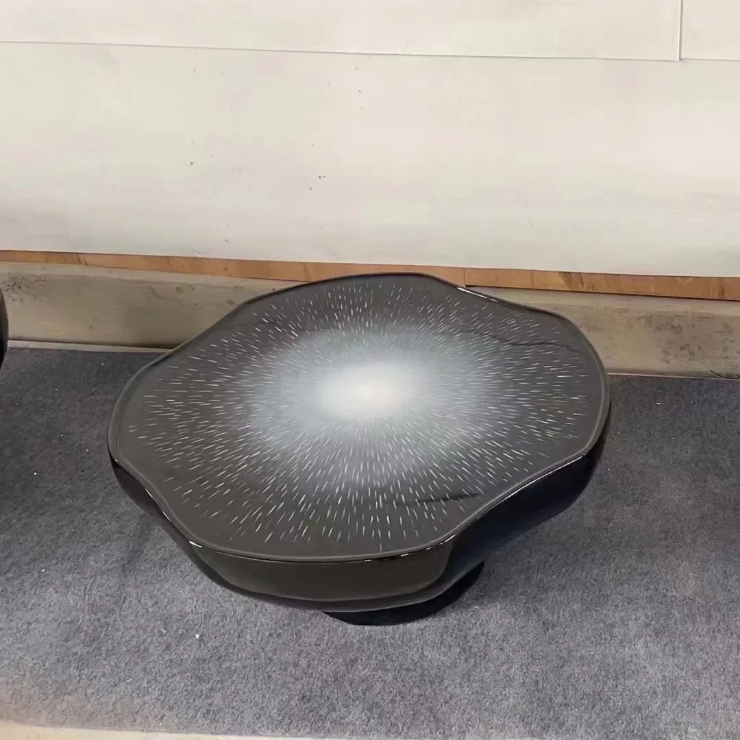 

Italian light luxury fiberglass special-shaped painted coffee table designer living room model room reception negotiation table