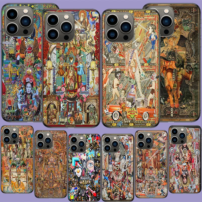 Complex Picture Digital Collage Phone Case For Apple Iphone 16 13 Pro Max Coque 15 14 Plus Clear 12 Mini 11 Pro Cover Cute Funda