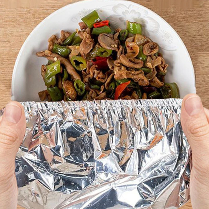 ✰✪10/50pcs Aluminum Foil Insulation Film Reusable Aluminum Foil Film Heat Insulation Lunch Box Cover Meal Insulation Cover