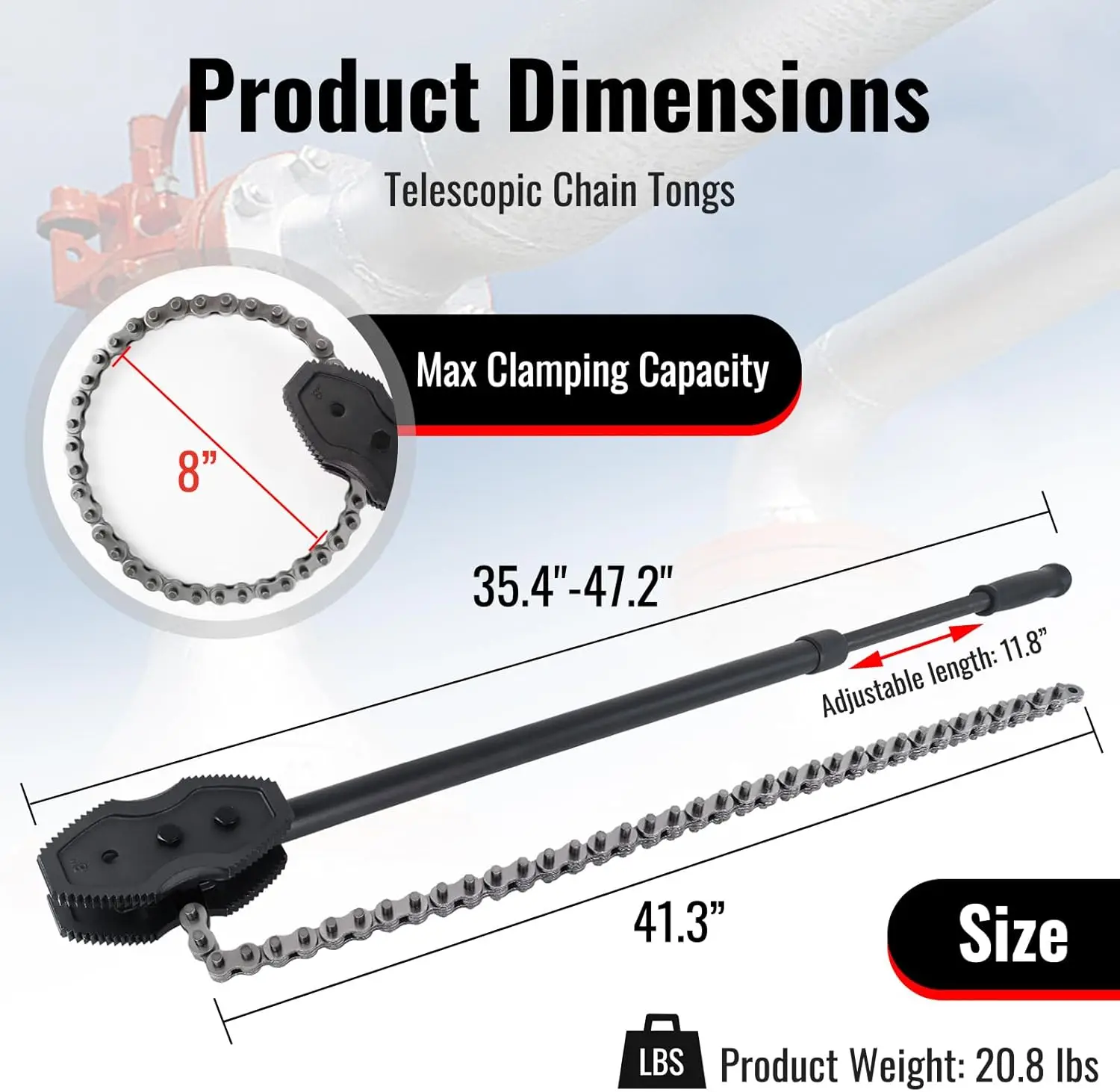 Chain Pipe Wrench, Chain Tongs with 41.3