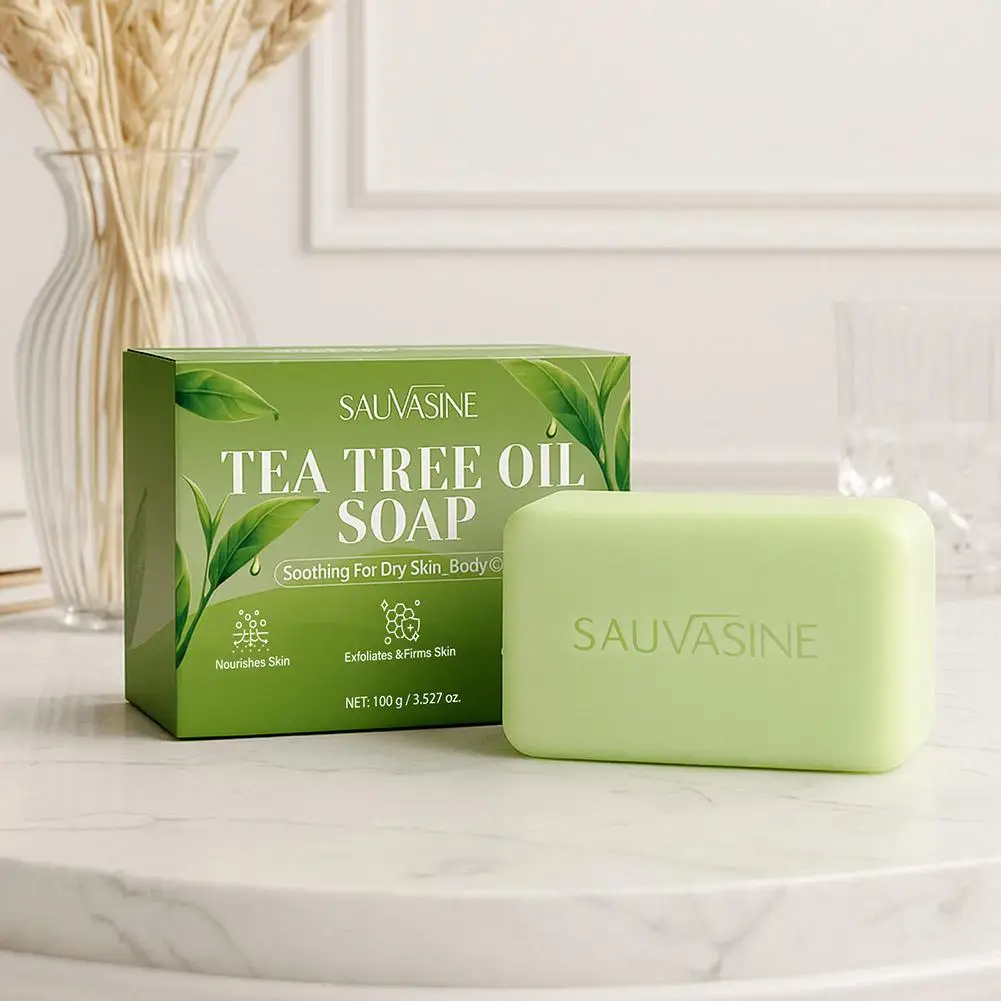 

Tea Tree Oil Soap Bar for Men & Women, Deep Cleansing, Soothing for Dry Skin, Body Odor Care, Exfoliates & Moisturizes Skin Care