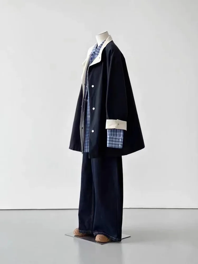 Trenchcoat Kort Windjack Dames 2025, Klein Afneembaar Seizoensmanchet Punk Gothic Effen Rits Trend Ultravioletbestendig Boho Terug