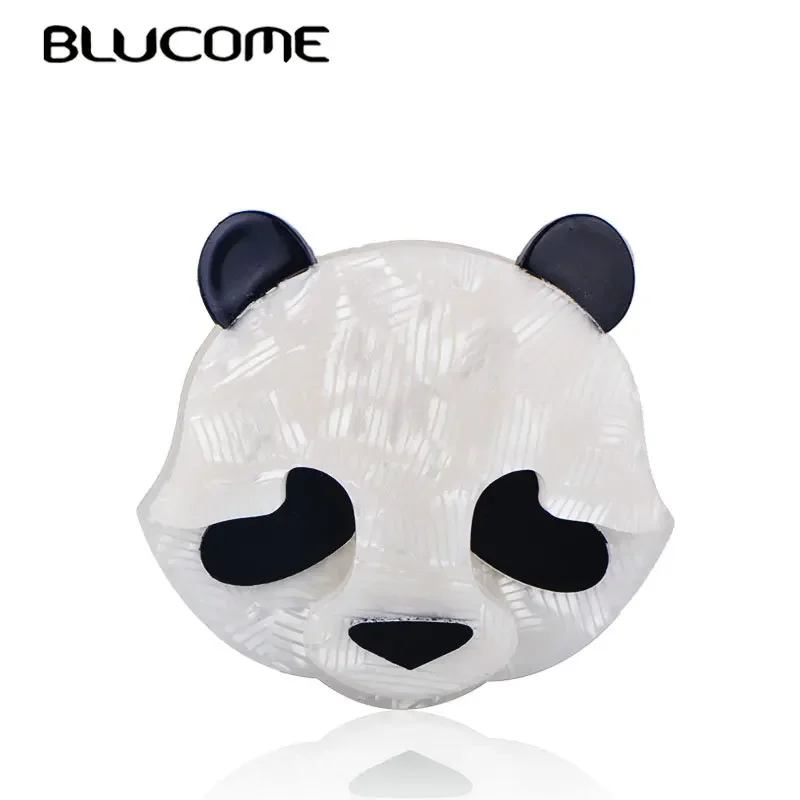 Blucome New Arrival Lovely Black Eyes Panda Shape Brooches Texture Acrylic Pin Jewelry For Girls Children Hat Scar