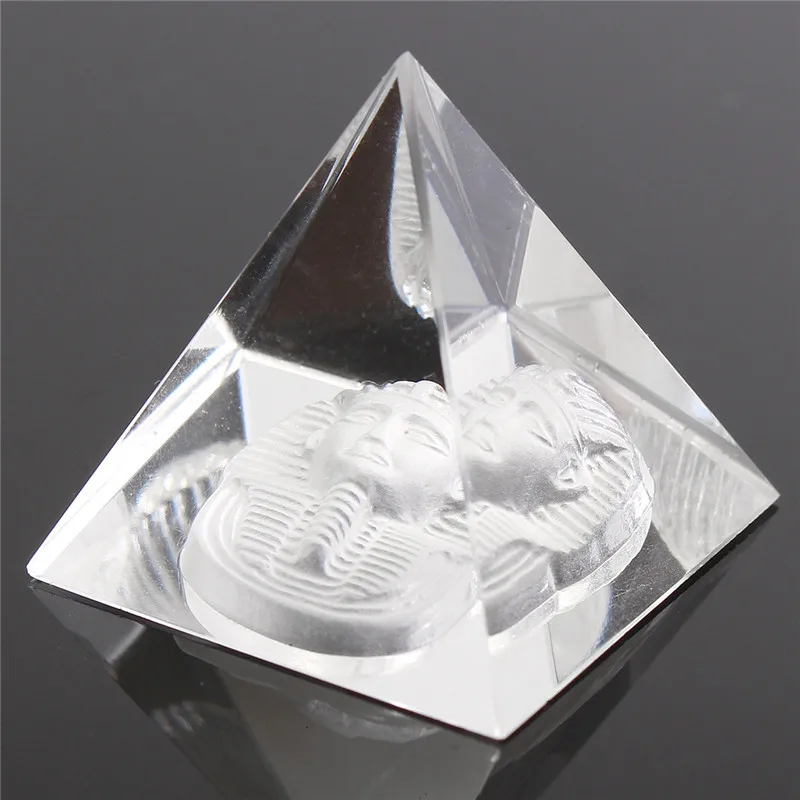 Lucky Energy Healing Crystal Glass Feng Shui Egypt Pyramid Figurine Clear Crystal Chakra Healing Amulet Ornament Home Decoration