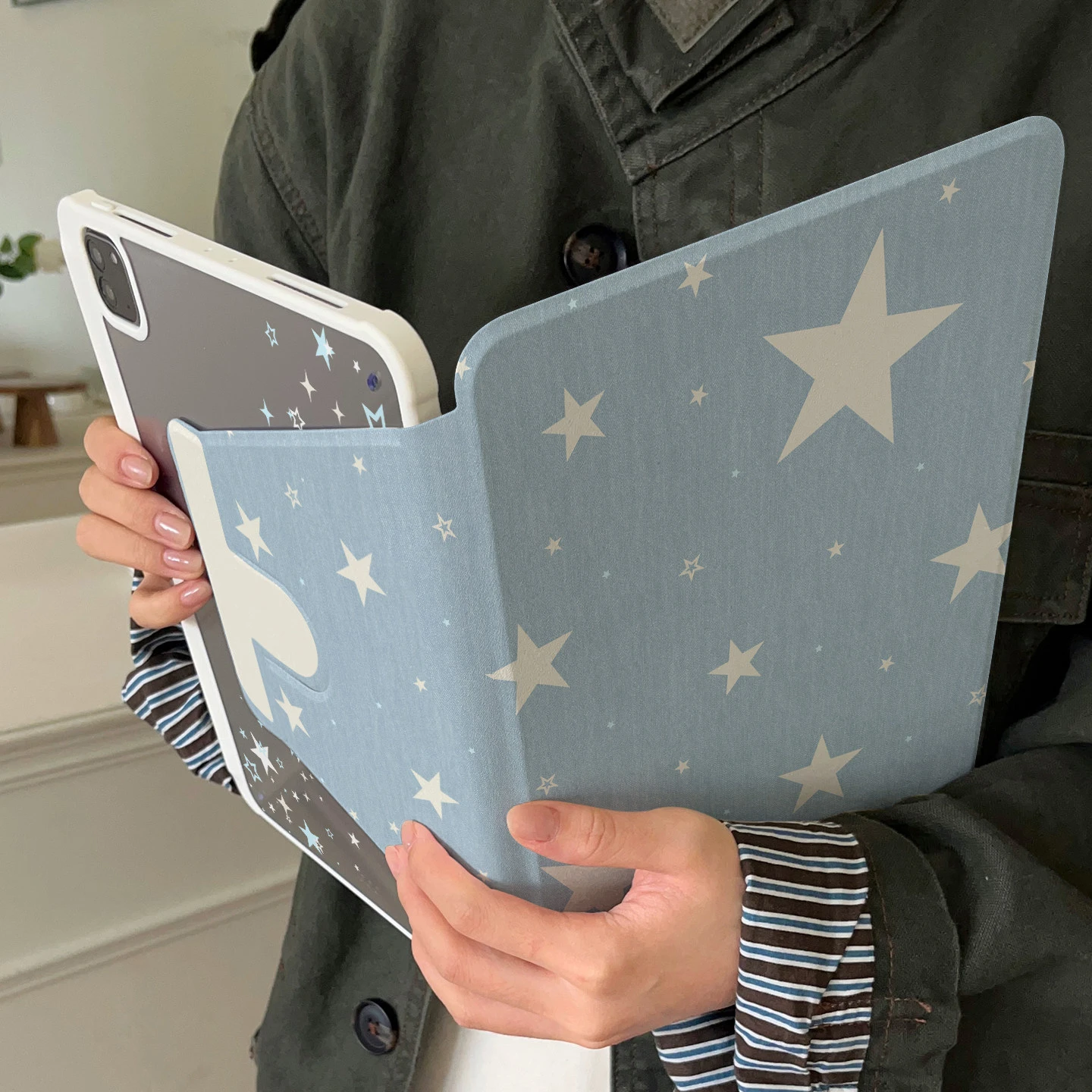 Cute Blue Star Tablet Case For iPad Pro 11 12.9 13 A16 M2 M4 M3 M5 Shell 8.3 9.7 10.2 5/6/7/8/9/10/11th Mini Air 3 4 5 6 7 Cover