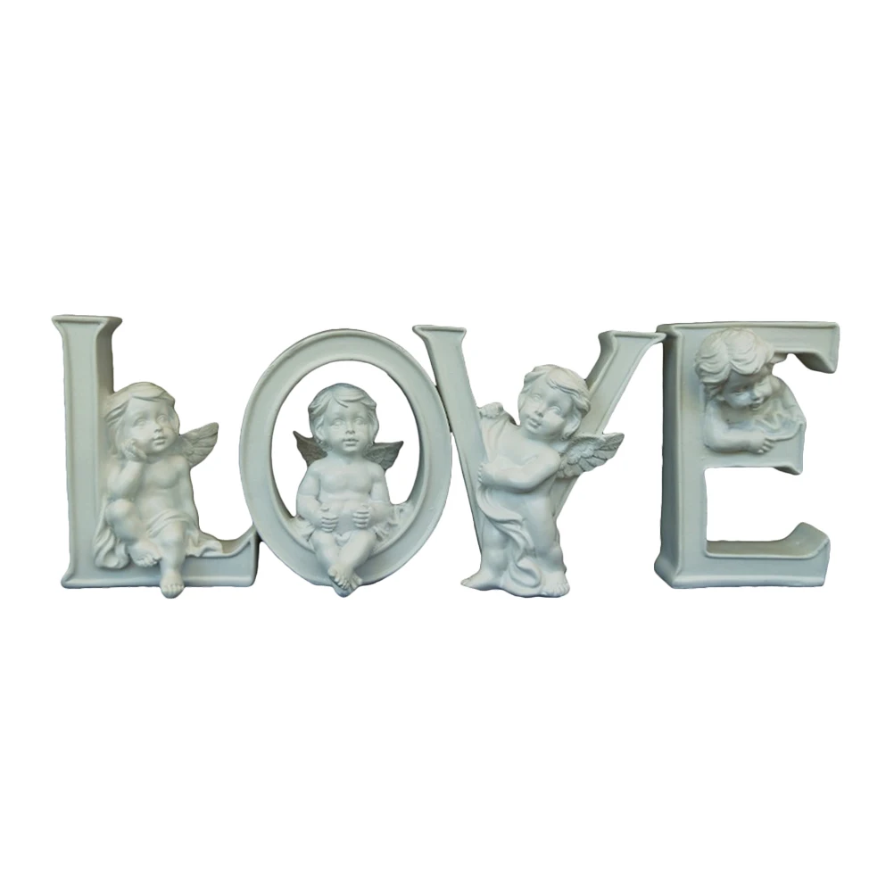 

1 set LOVE Angel Figurines Resin Desktop Ornament Home Festival Decoration Wedding Party Supplies Valentine Gift Mini Statues
