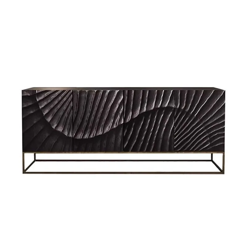 

luxury dining side cabinet solid wood carved locker light luxury modern simple creative design black entrance cabinet