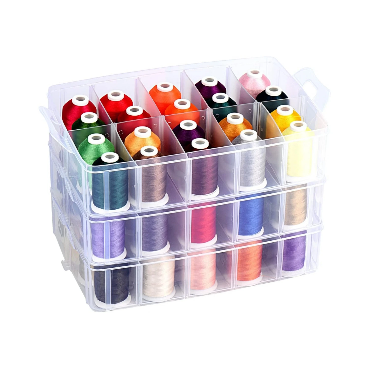 Simthread 63-Color Embroidery Thread Kit with Organizer Box, 100% Polyester Sewing Thread Set for Embroidery Machines