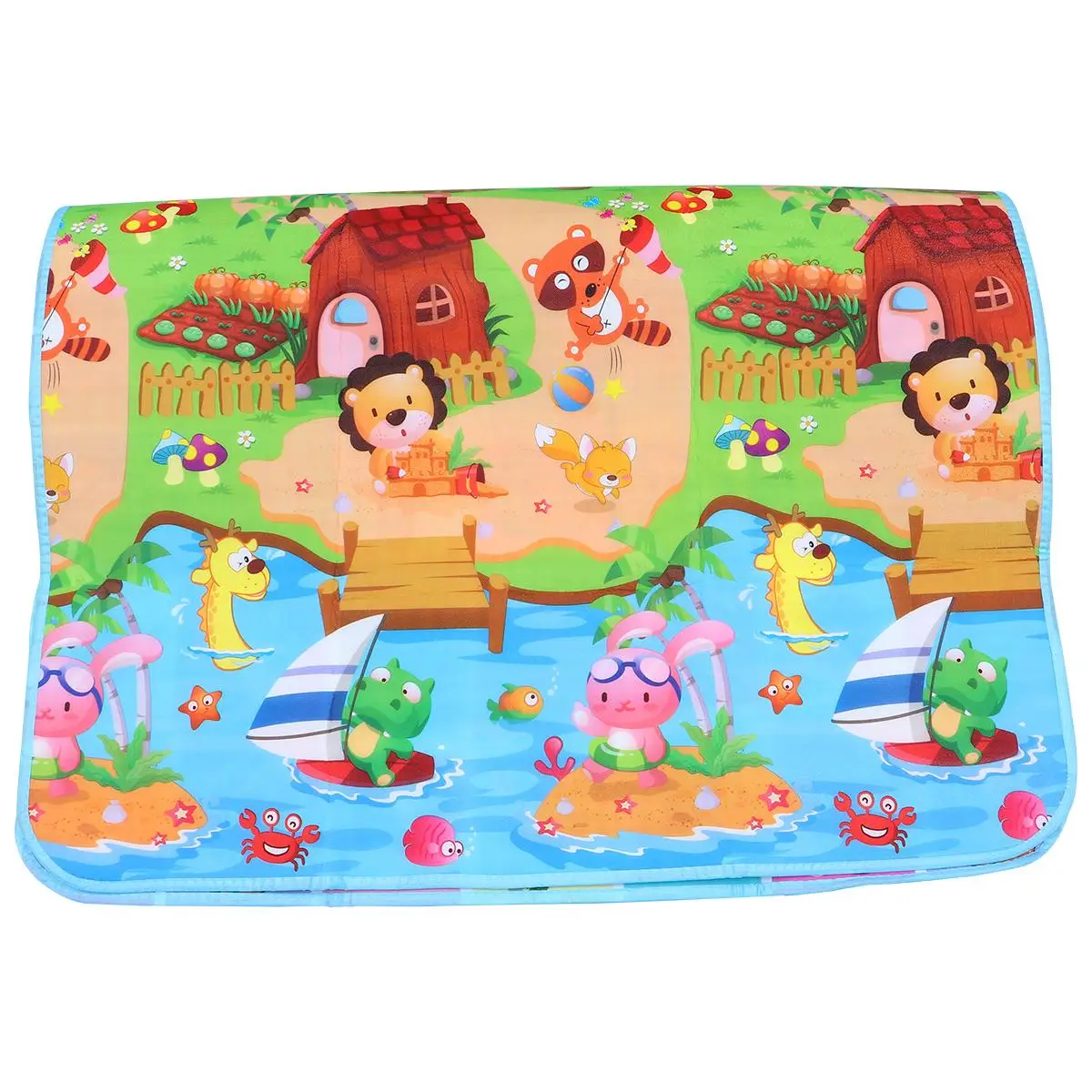 

Double-Sided Cartoon Newborn Play Mat Safe Crawling Play Pad Baby Infants Learn Crawing Walking Cushion