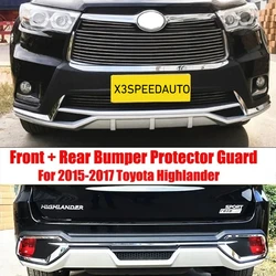 Car-styling For 2015-2017 Toyota Highlander Front + Rear Bumper Protector Guard Plate ABS Plastic