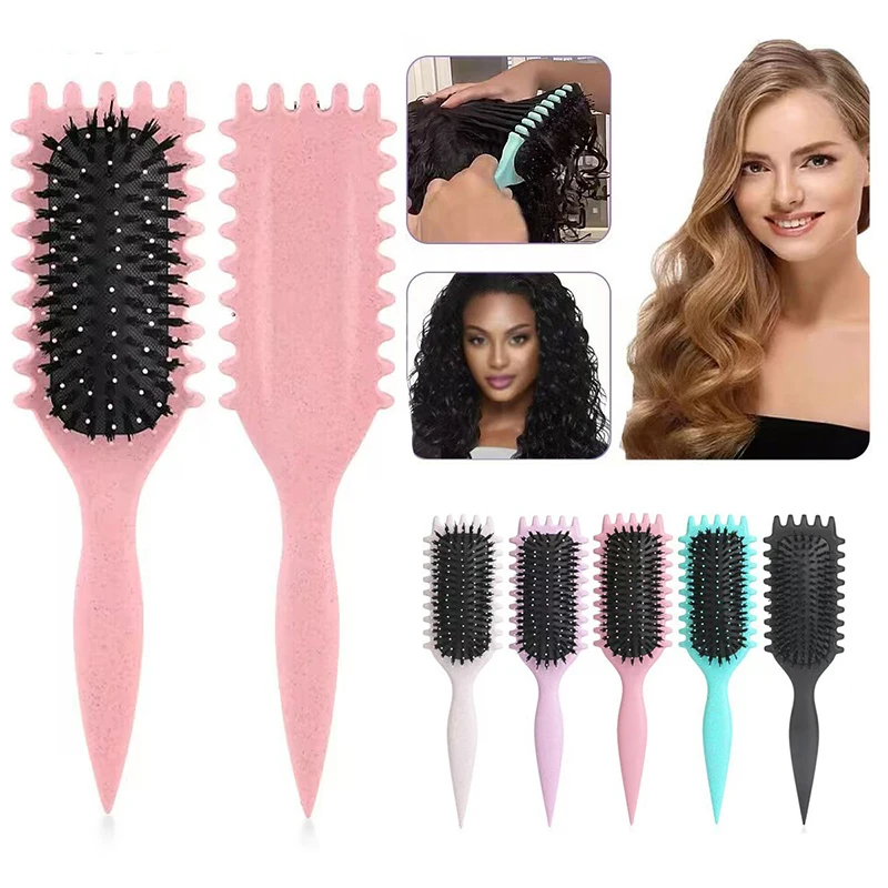 ผู้หญิงหวีผม Hollow Shaped CURLY ผมหวีอเนกประสงค์นวดหนังศีรษะและ Anti-Static Fluffy แปรงผมเครื่องมือทรงผม